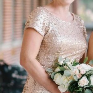 Adrianna papell gold sequin gown